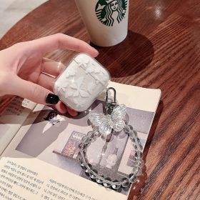 Glitter Butterfly Print Bluetooth Earphone Cover (Option: White-Airpodspro)