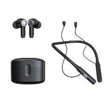 Plastic In-ear Bluetooth Headset Wireless Sports Halter ANC Active Noise Reduction Ultra-long Life Battery (Option: Black-J9 Complete Set)