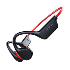 Ear-mounted Wireless Bluetooth Headset Memory (Option: Black red+Bluetooth 5.3+32G)