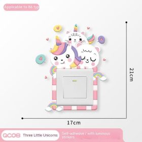 Household Light Switch Decorative Three-dimensional Stickers (Option: Three Little Unicorn)
