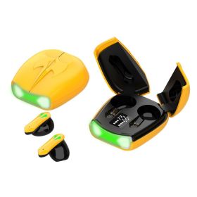 New Wireless Binaural TWS Double Door Touch Digital Display Bluetooth Headset (Color: Yellow)
