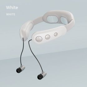 Cervical Spine Massage Instrument Bluetooth Headset 2-in-1 Intelligent Pulse Hot Compress Physiotherapy Micro (Option: English Packaging-KH980 Voice Bluetooth White-USB)