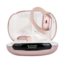 Ear-mounted Bluetooth Headset Digital Display Waterproof Anti-drop (Option: Rose Gold-USB)