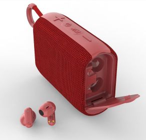 Bluetooth Speaker  Headset Two-in-one Small Square Outdoor (Color: Red)