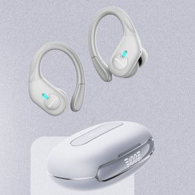 Ear-mounted Bluetooth Headset Digital Display Waterproof Anti-drop (Option: White-USB)