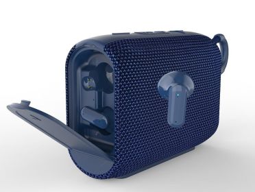 Bluetooth Speaker  Headset Two-in-one Small Square Outdoor (Color: Blue)