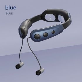 Cervical Spine Massage Instrument Bluetooth Headset 2-in-1 Intelligent Pulse Hot Compress Physiotherapy Micro (Option: English Packaging-KH980 Voice Bluetooth Blue-USB)