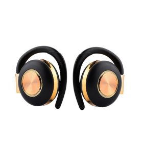 Plastic Wireless Bluetooth Headset Ear-to-ear 50 Sleep Stereo Ear-mounted Business Game Running Sports (Color: Gold)